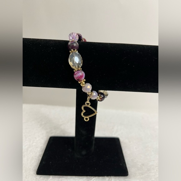 Elegant Purple and Gold Beaded Bracelet - Picture 2 of 4